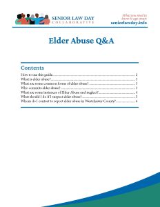 Table of Contents for Elder Abuse Section of Elder Law Q&A.