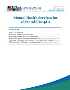 Table of Contents for Mental Health Services Q&A.