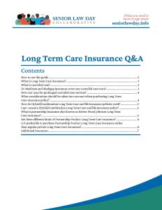 Table of Contents for Long Term Care Insurance Q&A.